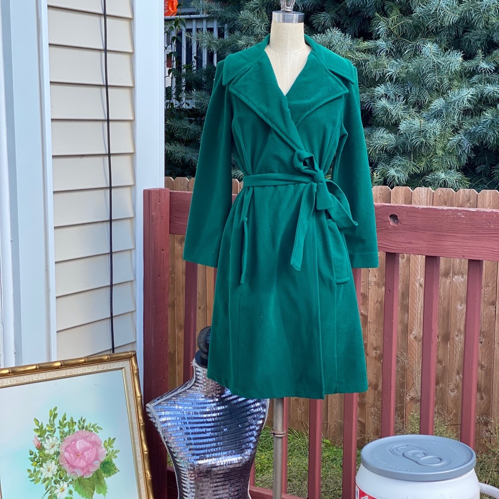 Vanity Fair vintage green fleece robe / coat